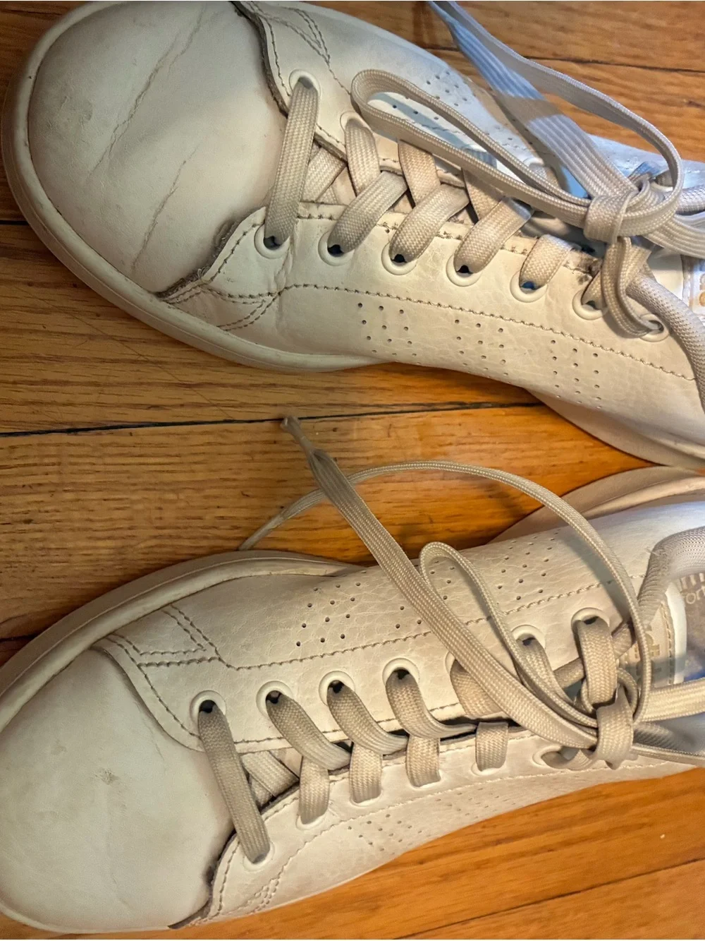 Adidas Men’s Off-White Leather Low-Top Sneakers